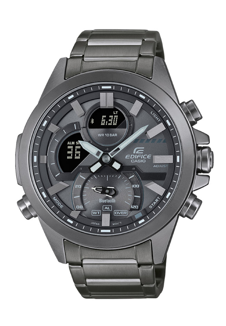 Casio ECB-30DC-1B Digital Analog Stainless Steel Strap Watch for Men