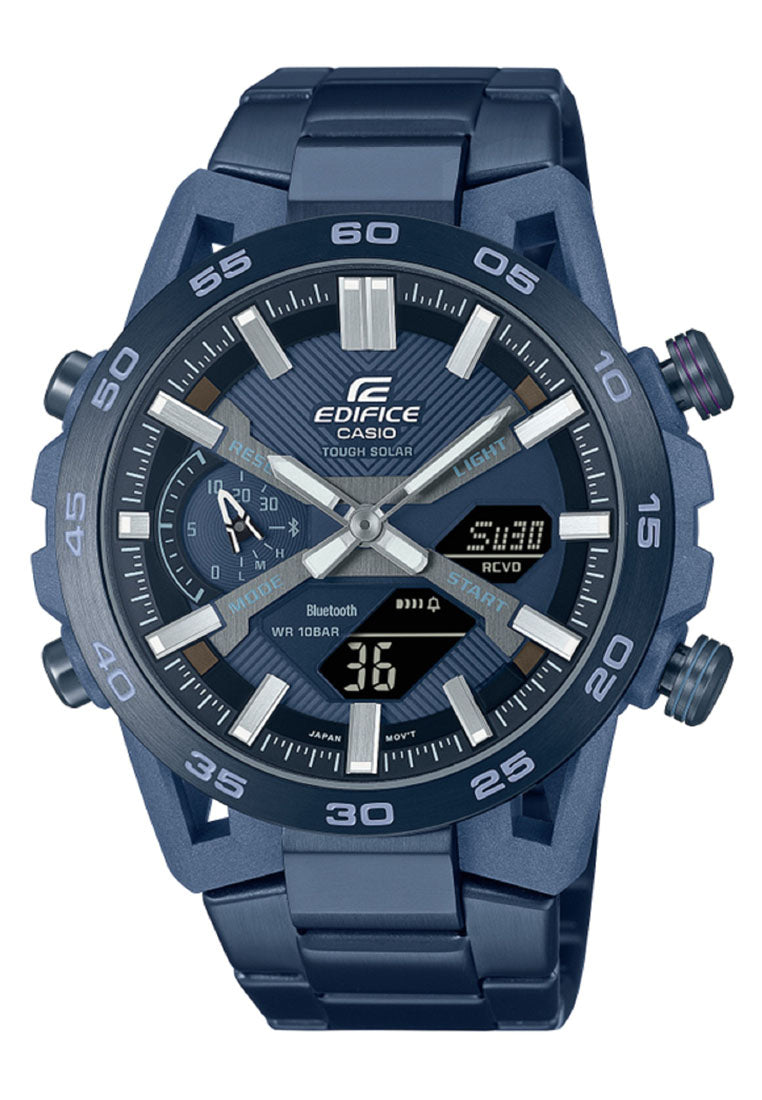 Casio Edifice ECB-2000CB-2A "Cool Blue" Digital Analog Stainless Steel Bluetooth Solar Watch For Men-Watch Portal Philippines