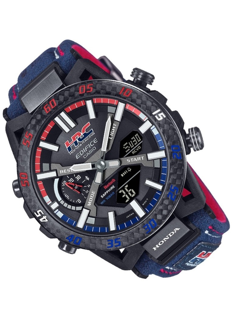Casio Edifice ECB-2000HR-1A "Honda Racing" Digital Analog Leather Strap Bluetooth Solar Watch For Men-Watch Portal Philippines