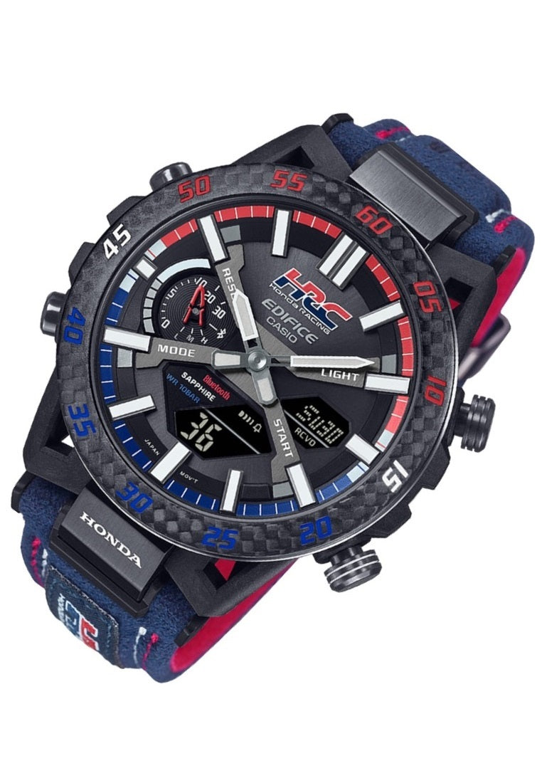 Casio Edifice ECB-2000HR-1A "Honda Racing" Digital Analog Leather Strap Bluetooth Solar Watch For Men-Watch Portal Philippines