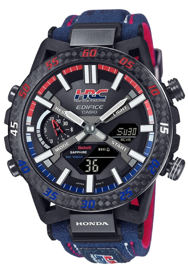 Casio Edifice ECB-2000HR-1A "Honda Racing" Digital Analog Leather Strap Bluetooth Solar Watch For Men-Watch Portal Philippines