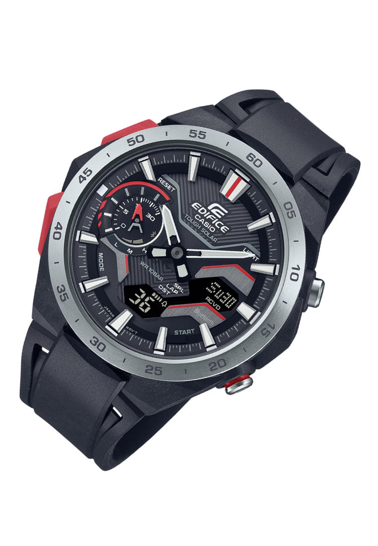 Casio Edifice ECB-2200P-1A Analog Rubber Strap Bluetooth Solar Watch For Men-Watch Portal Philippines