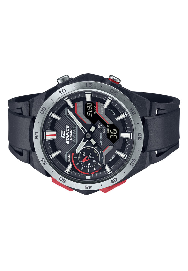 Casio Edifice ECB-2200P-1A Analog Rubber Strap Bluetooth Solar Watch For Men-Watch Portal Philippines