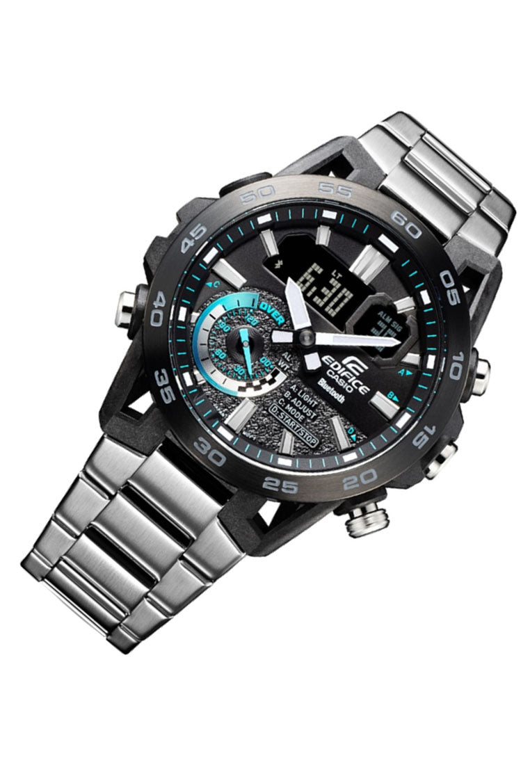 Casio Edifice ECB-40DB-1A Chronograph Bluetooth Stainless Steel Watch For Men-Watch Portal Philippines
