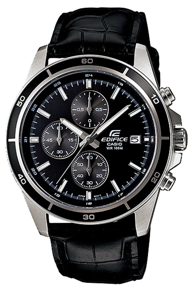 Casio Edifice EFR-526L-1A Chronograph Leather Strap Watch For Men-Watch Portal Philippines