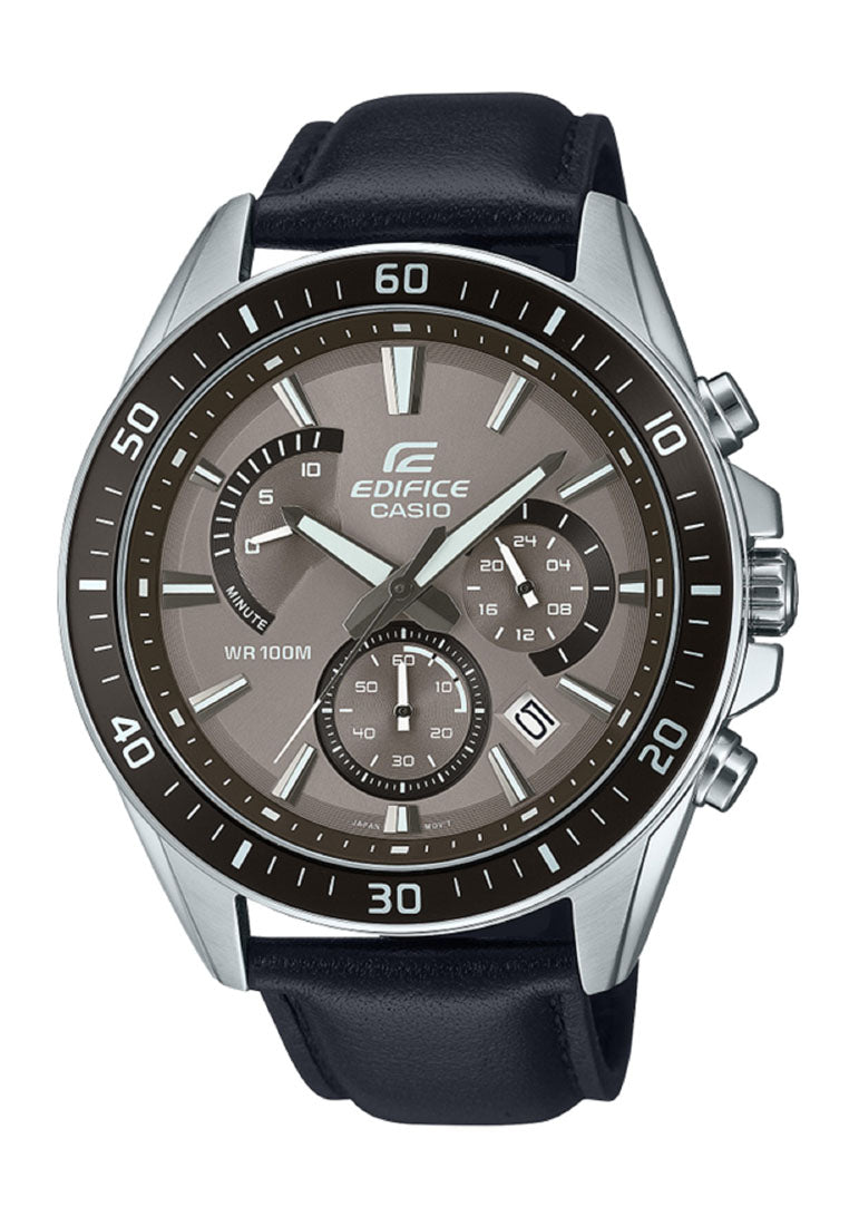Casio Edifice EFR-552L-5A Chronograph Leather Strap Watch For Men-Watch Portal Philippines