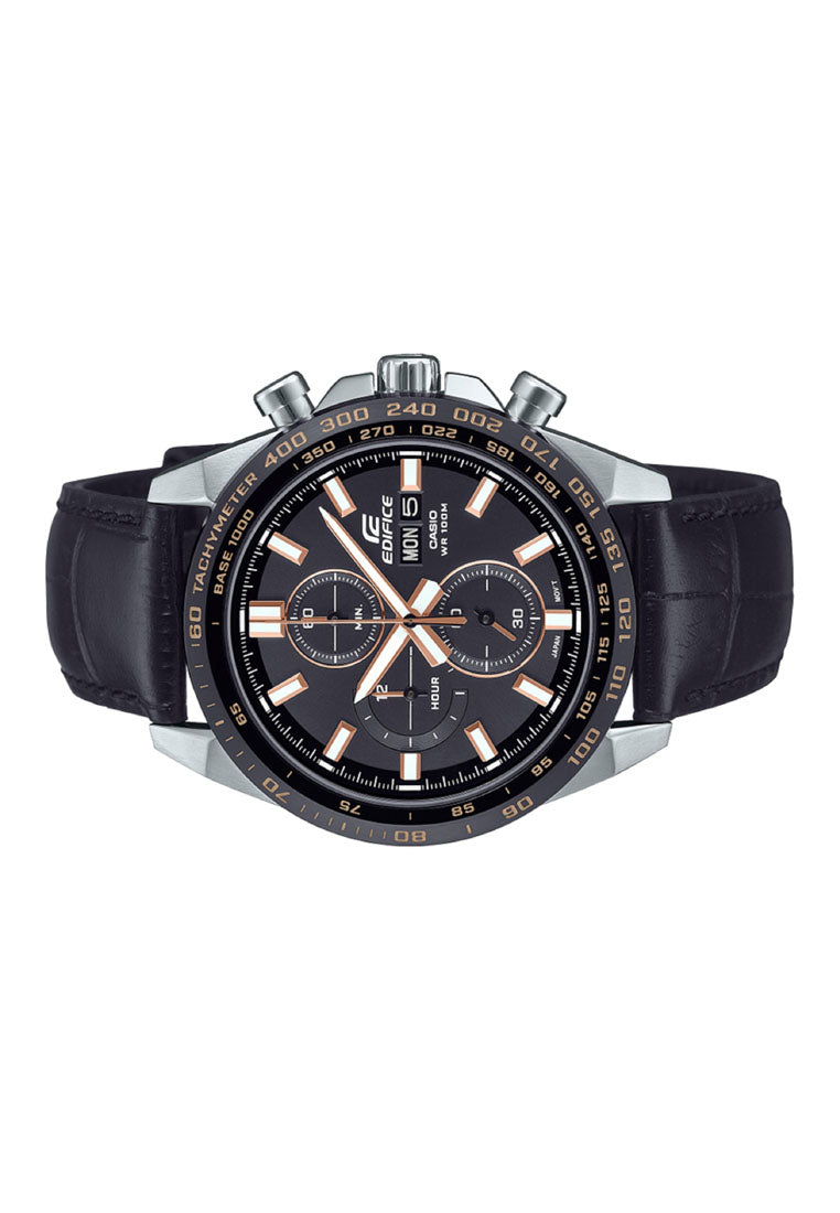 Casio Edifice EFR-574BL-1AVUDF Leather Strap Analog Watch for Men-Watch Portal Philippines