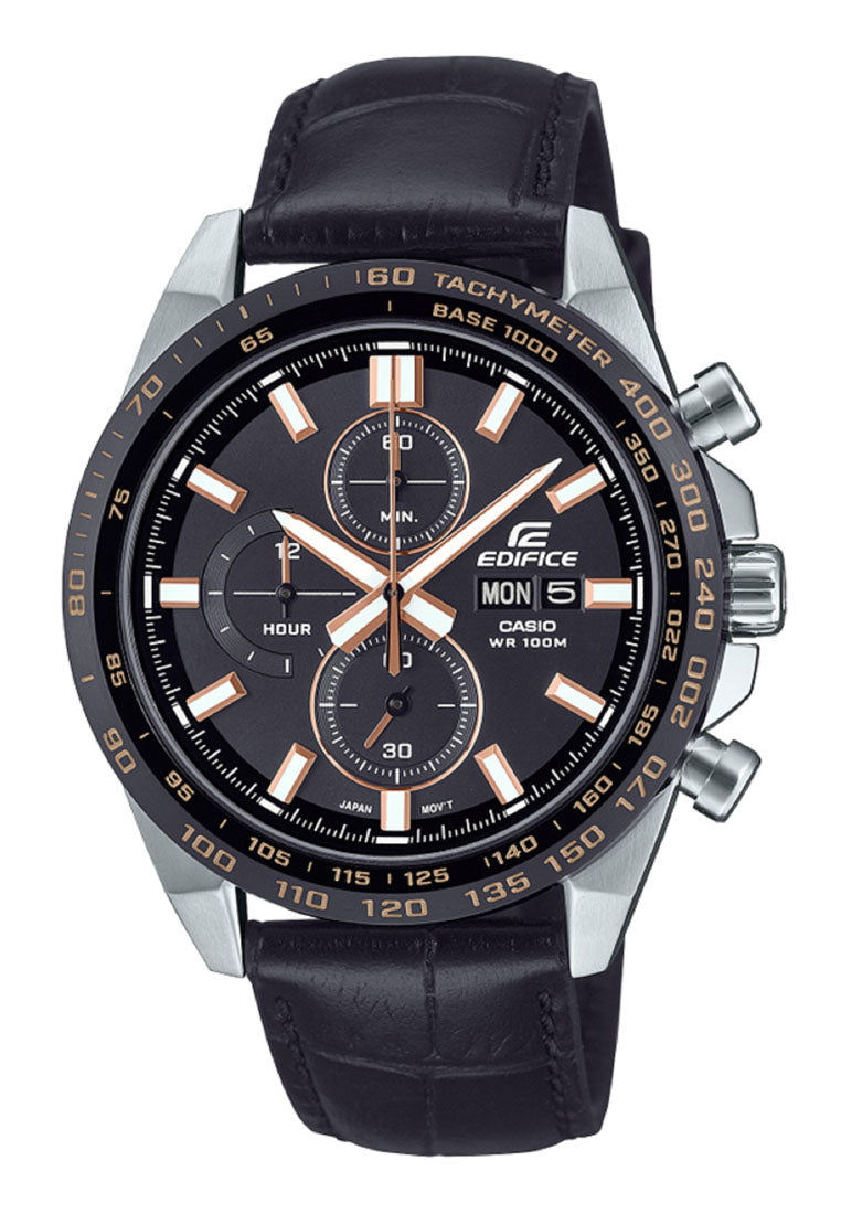 Casio Edifice EFR-574BL-1AVUDF Leather Strap Analog Watch for Men-Watch Portal Philippines