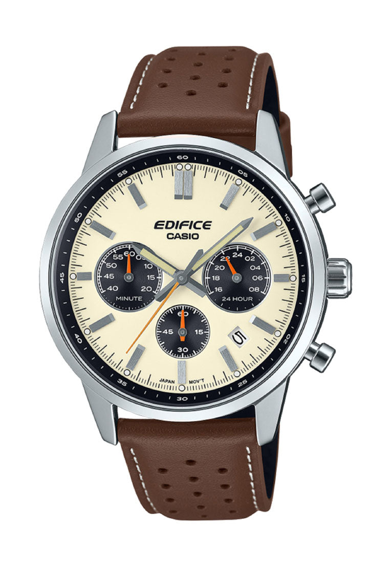 Casio Edifice EFR-575L-7A Chronograph Leather Strap Watch For Men-Watch Portal Philippines