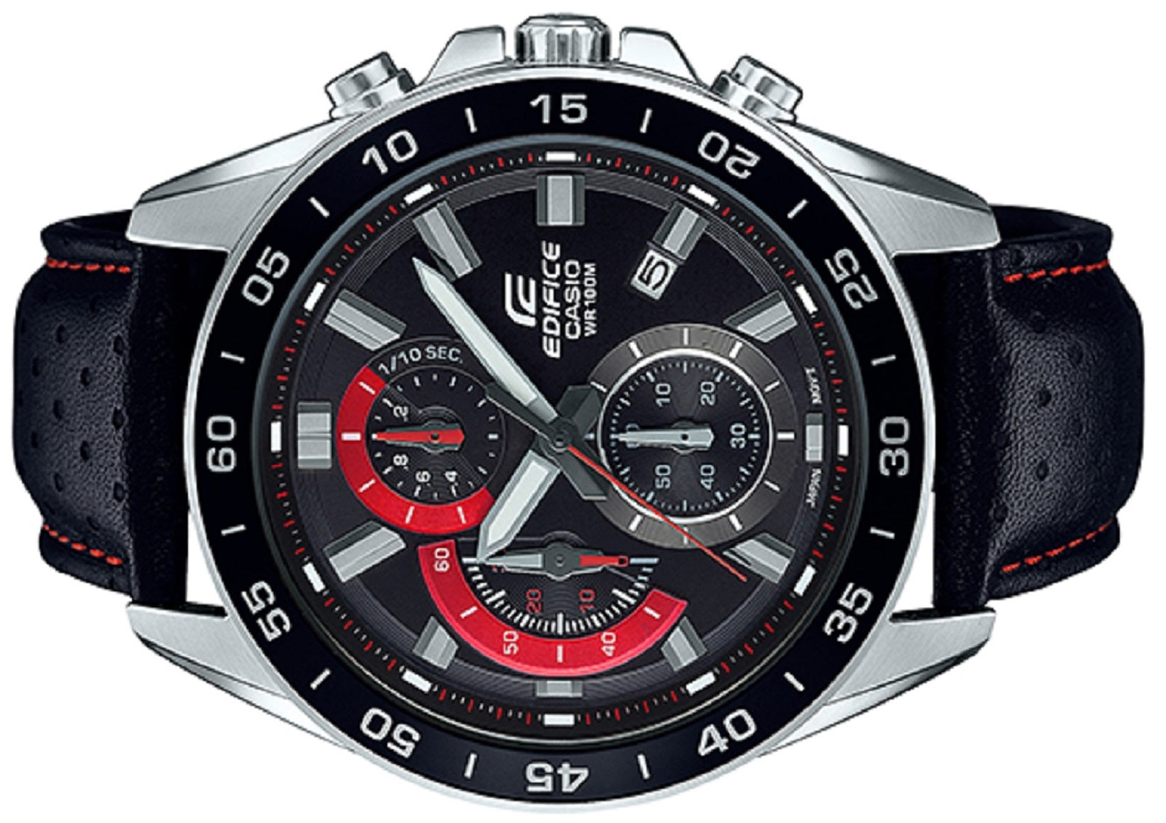 Casio Edifice EFV-550L-1A Chronograph Leather Strap Watch For Men-Watch Portal Philippines