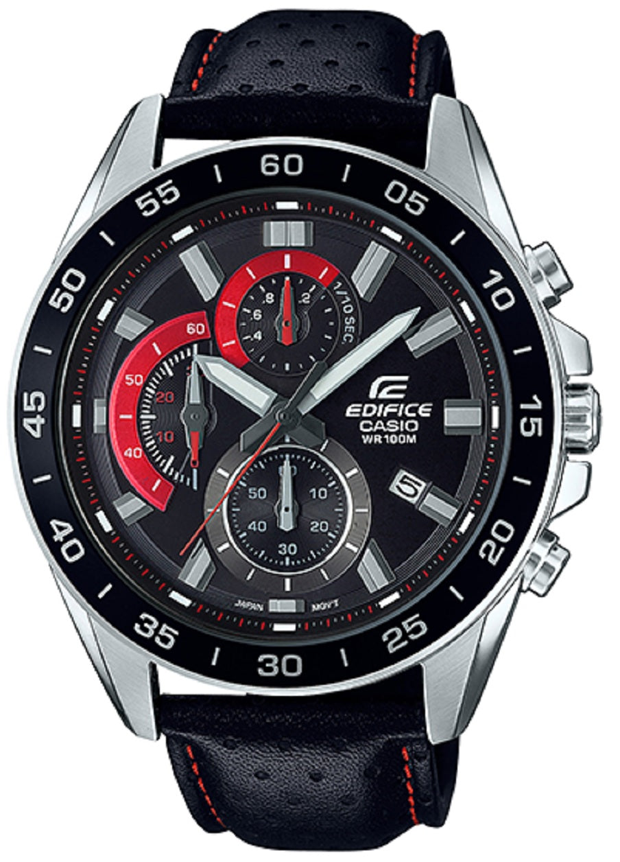 Casio Edifice EFV-550L-1A Chronograph Leather Strap Watch For Men-Watch Portal Philippines