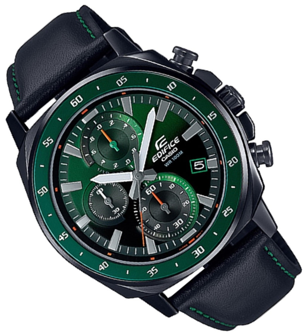 Casio Edifice EFV-600CL-3A Chronograph Leather Strap Watch For Men-Watch Portal Philippines
