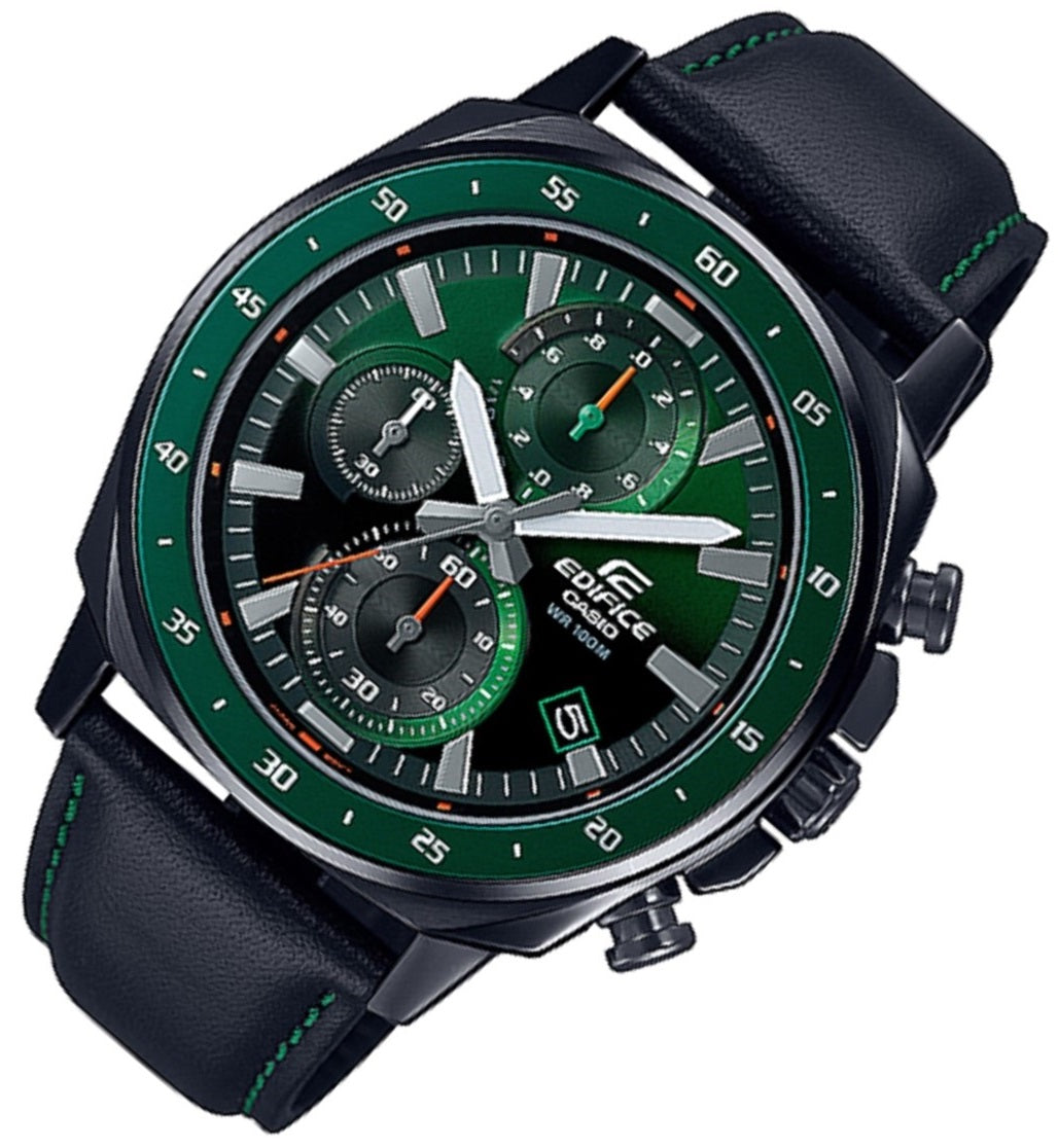 Casio Edifice EFV-600CL-3A Chronograph Leather Strap Watch For Men-Watch Portal Philippines