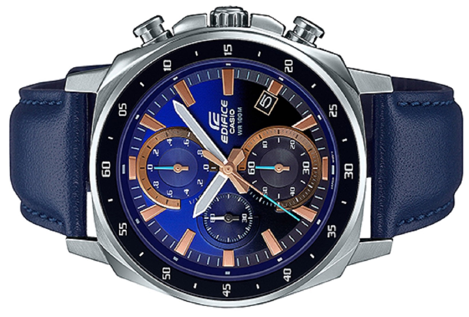 Casio Edifice EFV-600L-2A Chronograph Leather Strap Watch For Men-Watch Portal Philippines