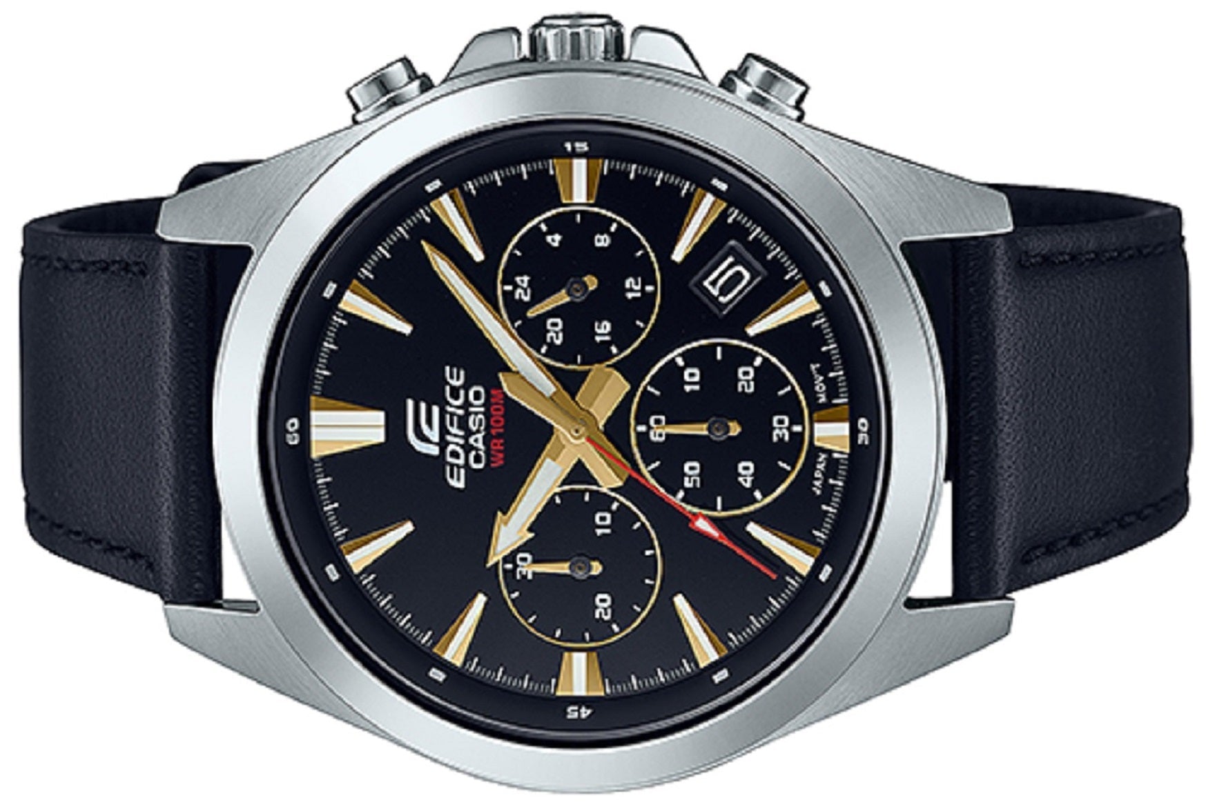 Casio Edifice EFV-630L-1A Chronograph Leather Strap Watch For Men-Watch Portal Philippines