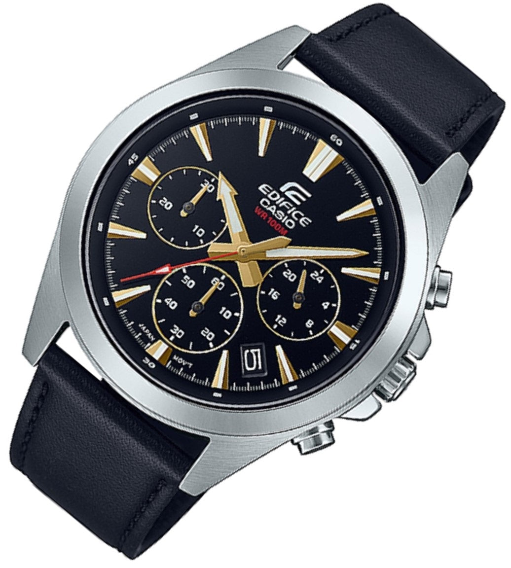 Casio Edifice EFV-630L-1A Chronograph Leather Strap Watch For Men-Watch Portal Philippines