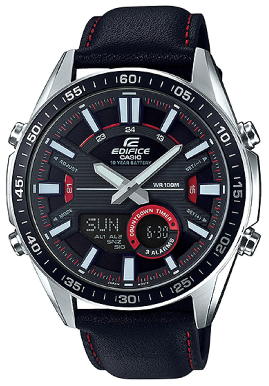 Casio Edifice EFV-C100L-1A Digital Analog Leather Strap Watch For Men-Watch Portal Philippines