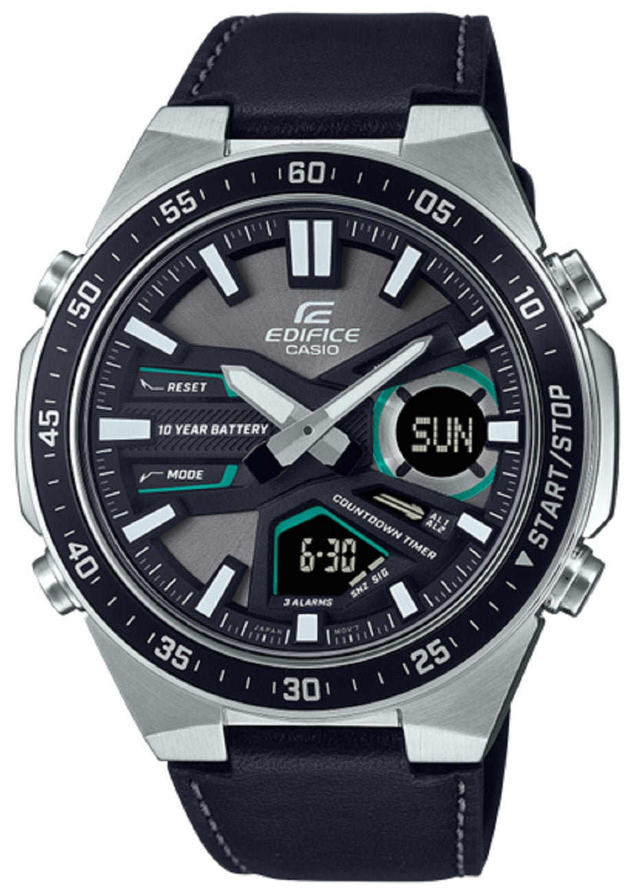 Casio Edifice EFV-C110L-1A Digital Analog Leather Strap Watch For Men-Watch Portal Philippines