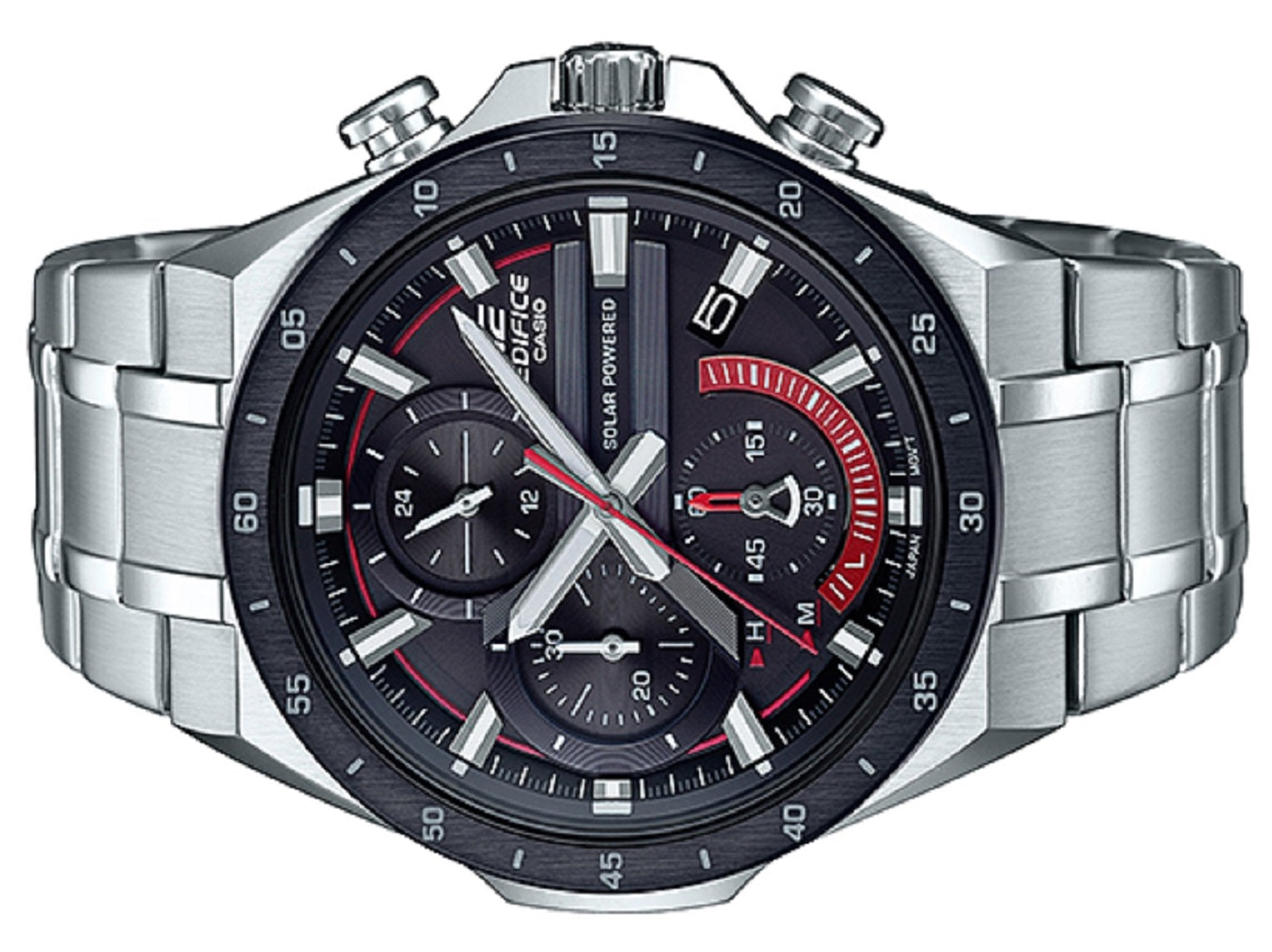 Casio Edifice EQS-920DB-1A Solar Chronograph Stainless Steel Strap Watch For Men-Watch Portal Philippines