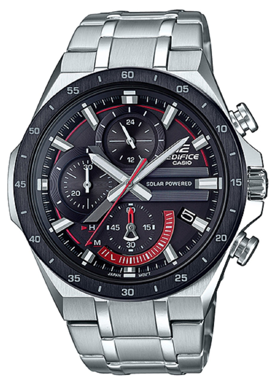 Casio Edifice EQS-920DB-1A Solar Chronograph Stainless Steel Strap Watch For Men-Watch Portal Philippines