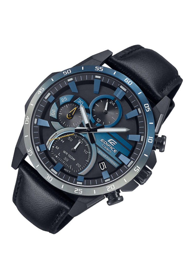 Casio Edifice EQS-940NL-1A Chronograph Leather Strap Solar Watch For Men-Watch Portal Philippines