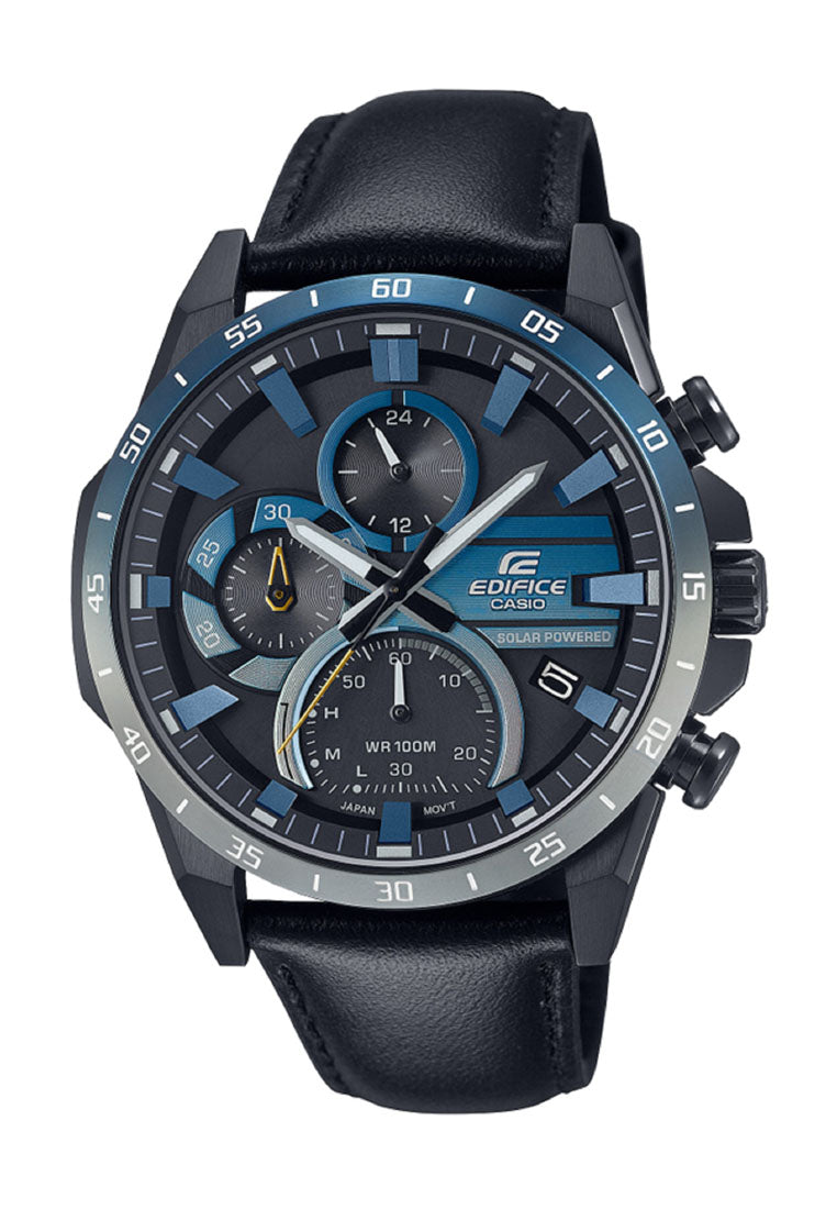 Casio Edifice EQS-940NL-1A Chronograph Leather Strap Solar Watch For Men-Watch Portal Philippines