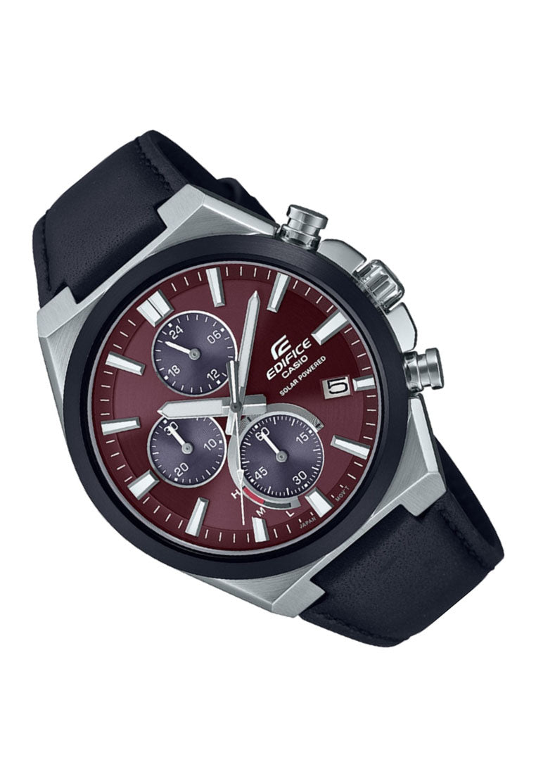 Casio EQS-950BL-5A Solar Powered Chronograph Leather Strap Watch for Men-Watch Portal Philippines