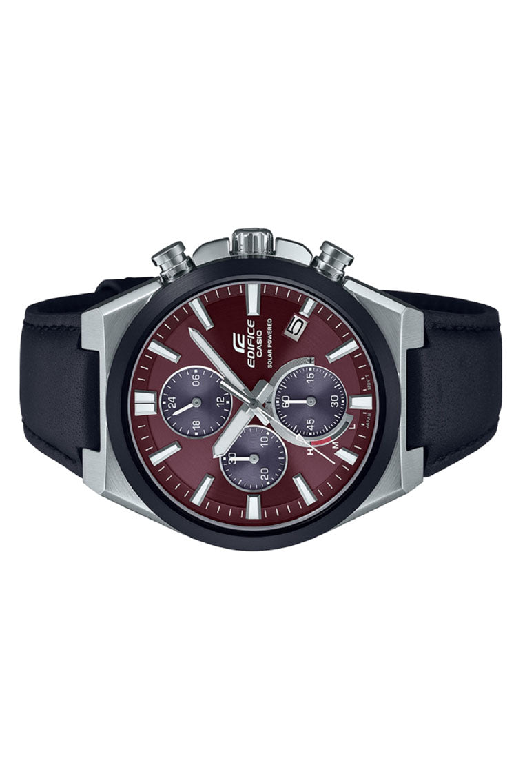 Casio EQS-950BL-5A Solar Powered Chronograph Leather Strap Watch for Men-Watch Portal Philippines