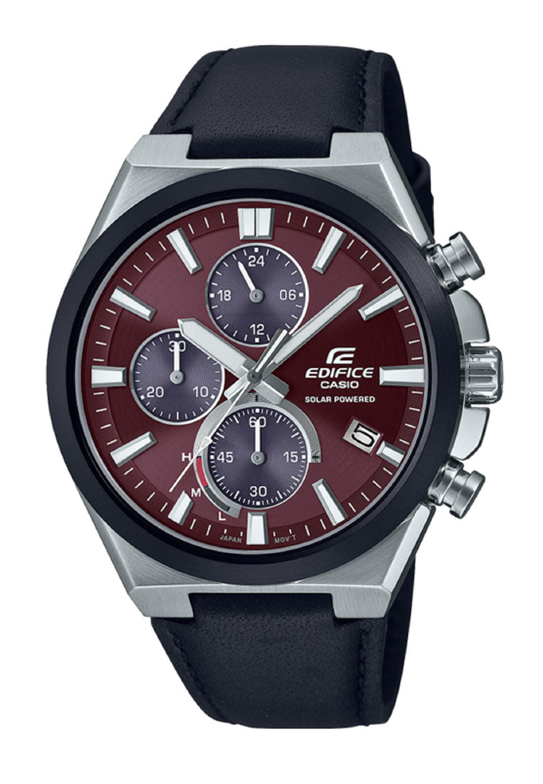 Casio EQS-950BL-5A Solar Powered Chronograph Leather Strap Watch for Men-Watch Portal Philippines