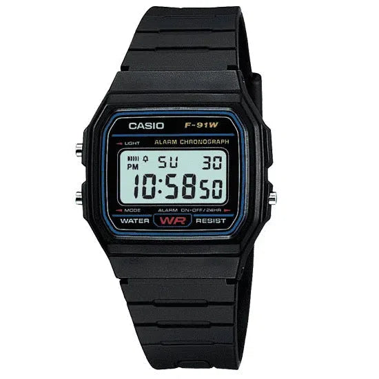 Casio F-91W-1D Black Resin Strap Watch for Men and Women-Watch Portal Philippines