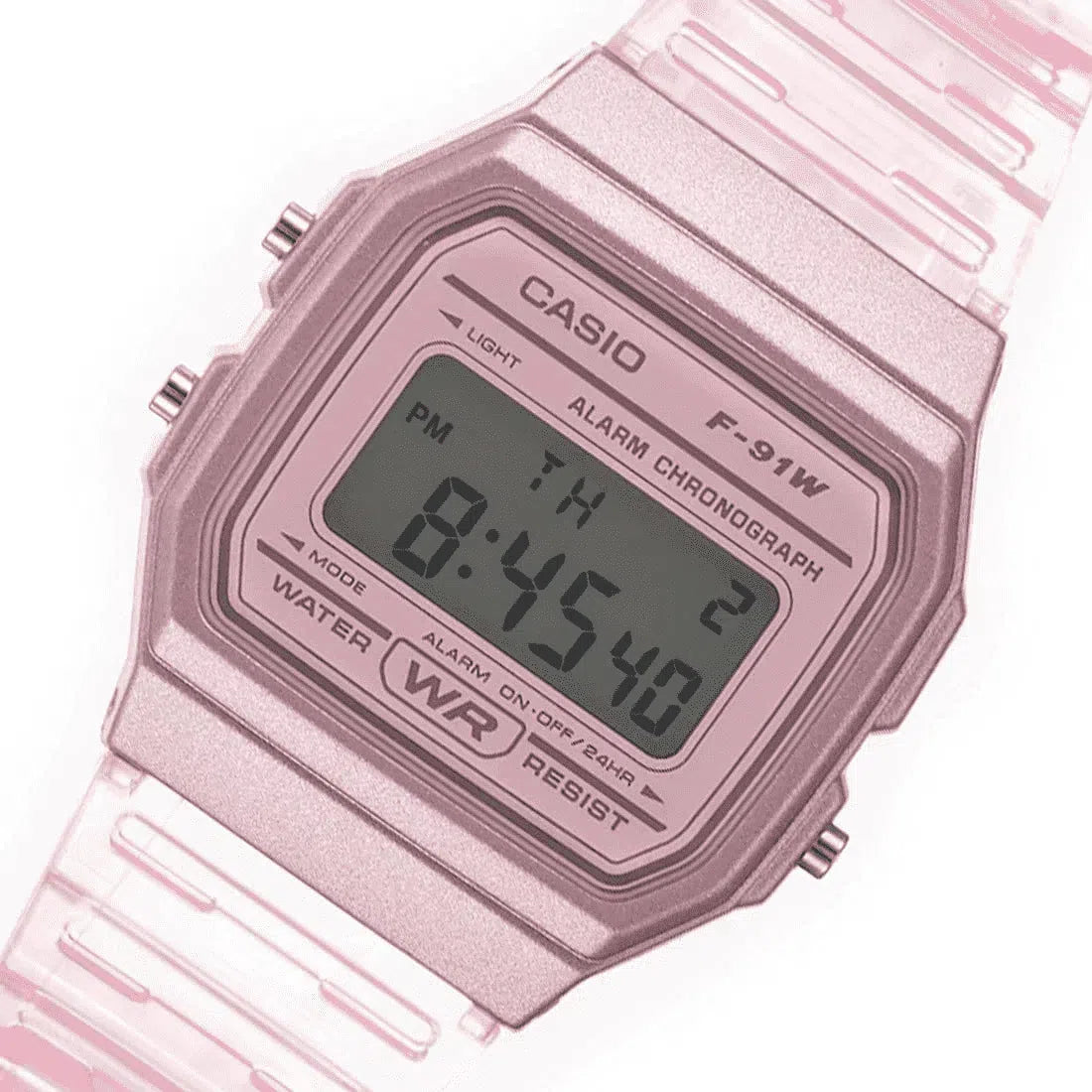 Casio F-91WS-4DF Pink Resin Transparent Strap Watch for Women-Watch Portal Philippines