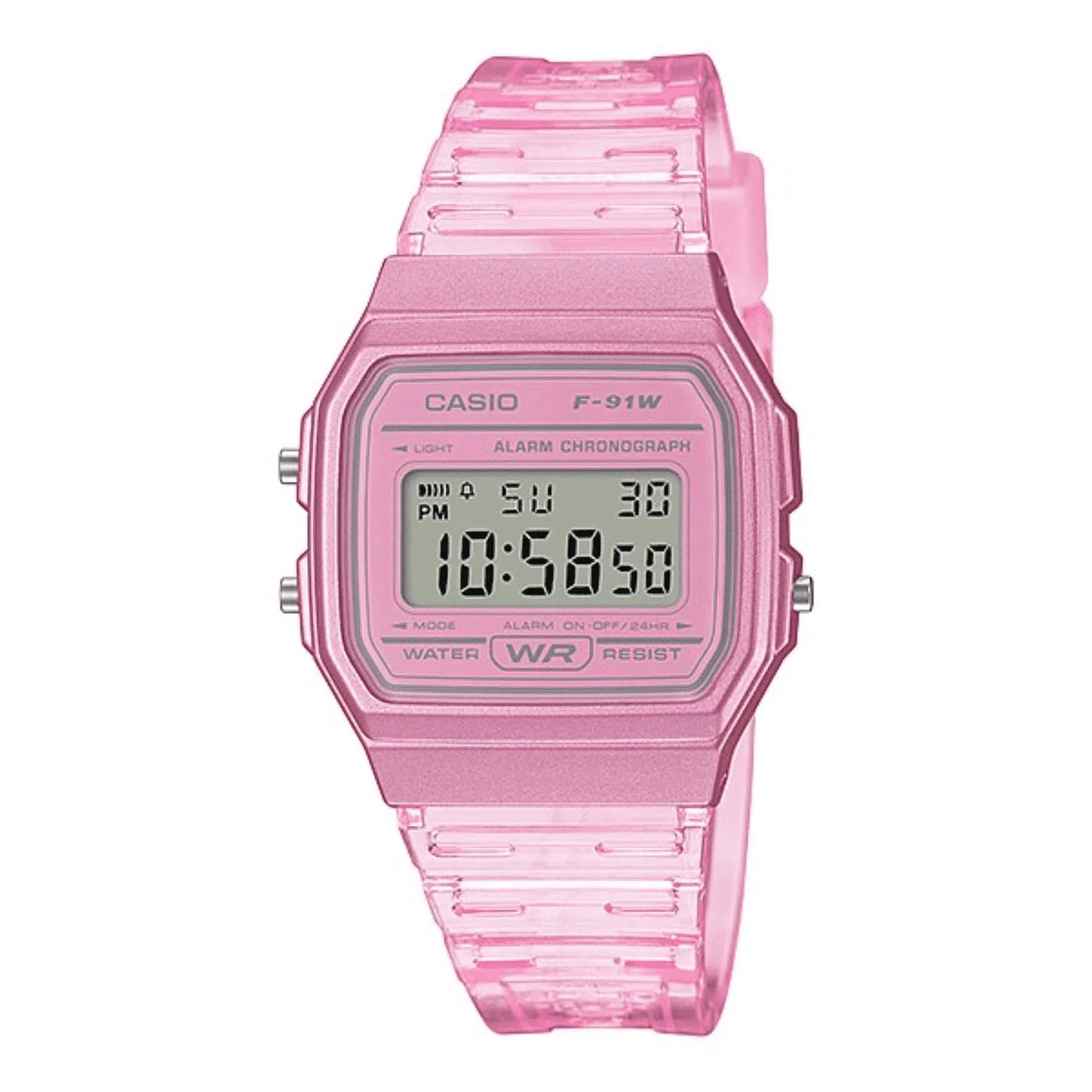 Casio F-91WS-4DF Pink Resin Transparent Strap Watch for Women-Watch Portal Philippines