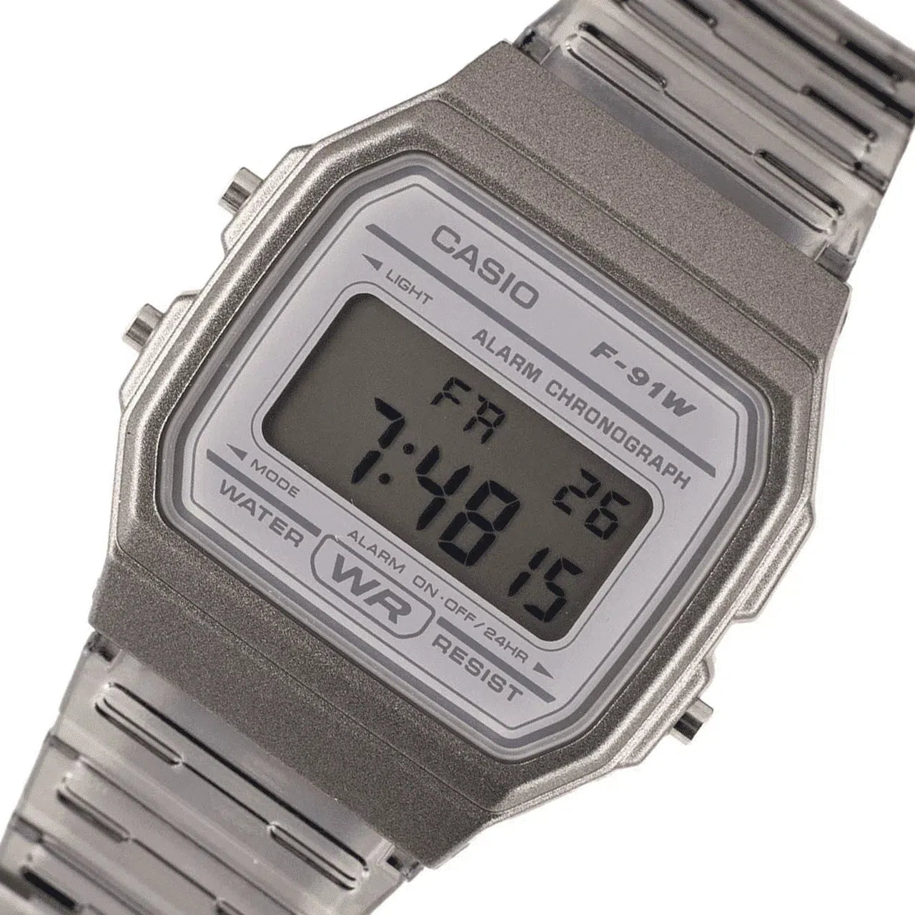 Casio F-91WS-8DF Grey Resin Transparent Strap Watch for Women-Watch Portal Philippines