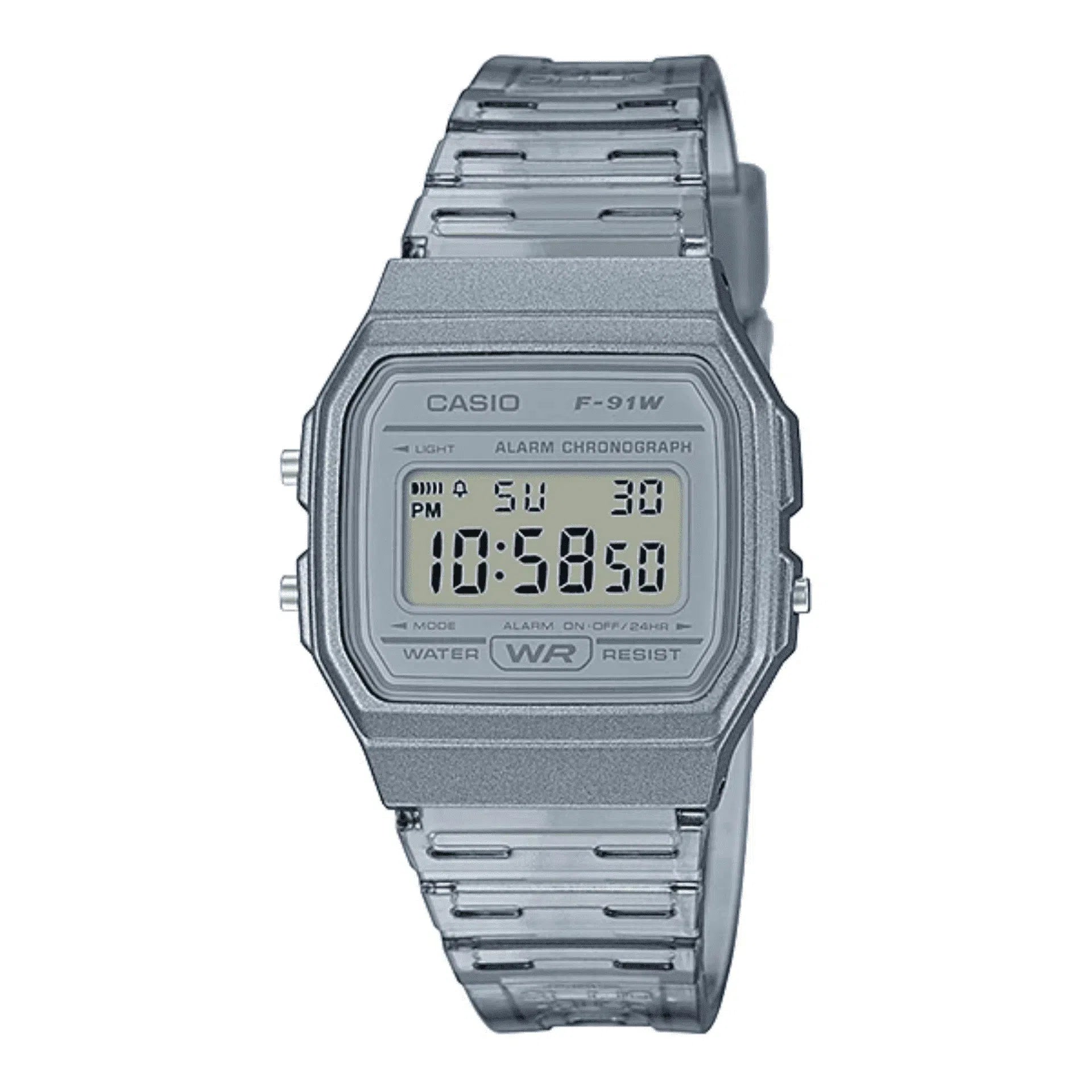 Casio F-91WS-8DF Grey Resin Transparent Strap Watch for Women-Watch Portal Philippines