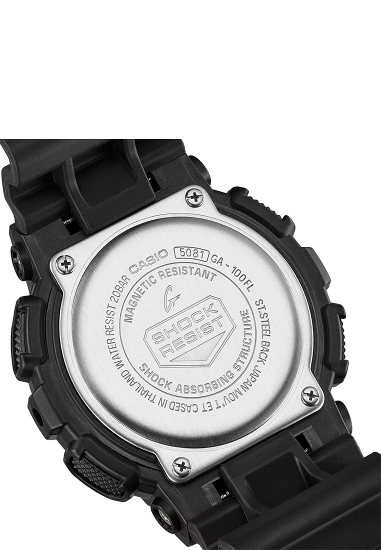 Casio G-shock GA-100FL-1A Digital Analog Rubber Strap Watch for Men-Watch Portal Philippines