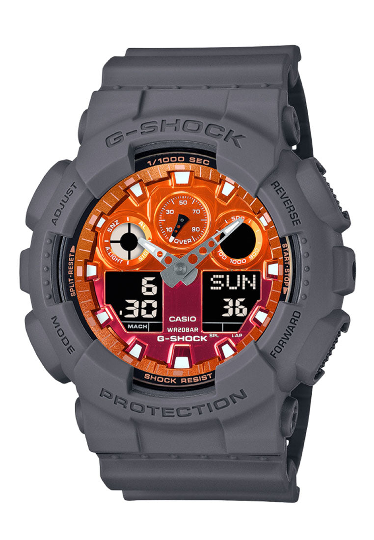 Casio G-shock GA-100FL-8A Digital Analog Rubber Strap Watch for Men-Watch Portal Philippines