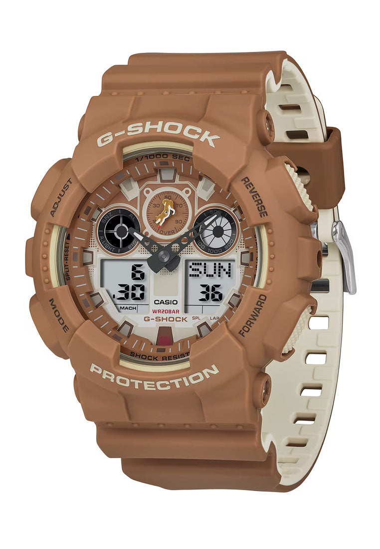 Casio G-shock GA-100SHB-5A "Sesame Aka-Shiba Inu" Digital Analog Rubber Strap Watch For Men-Watch Portal Philippines