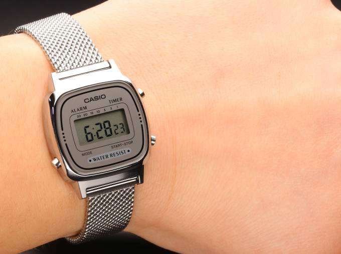 Casio LA670WEM-7DF Silver Mesh Watch for Women-Watch Portal Philippines