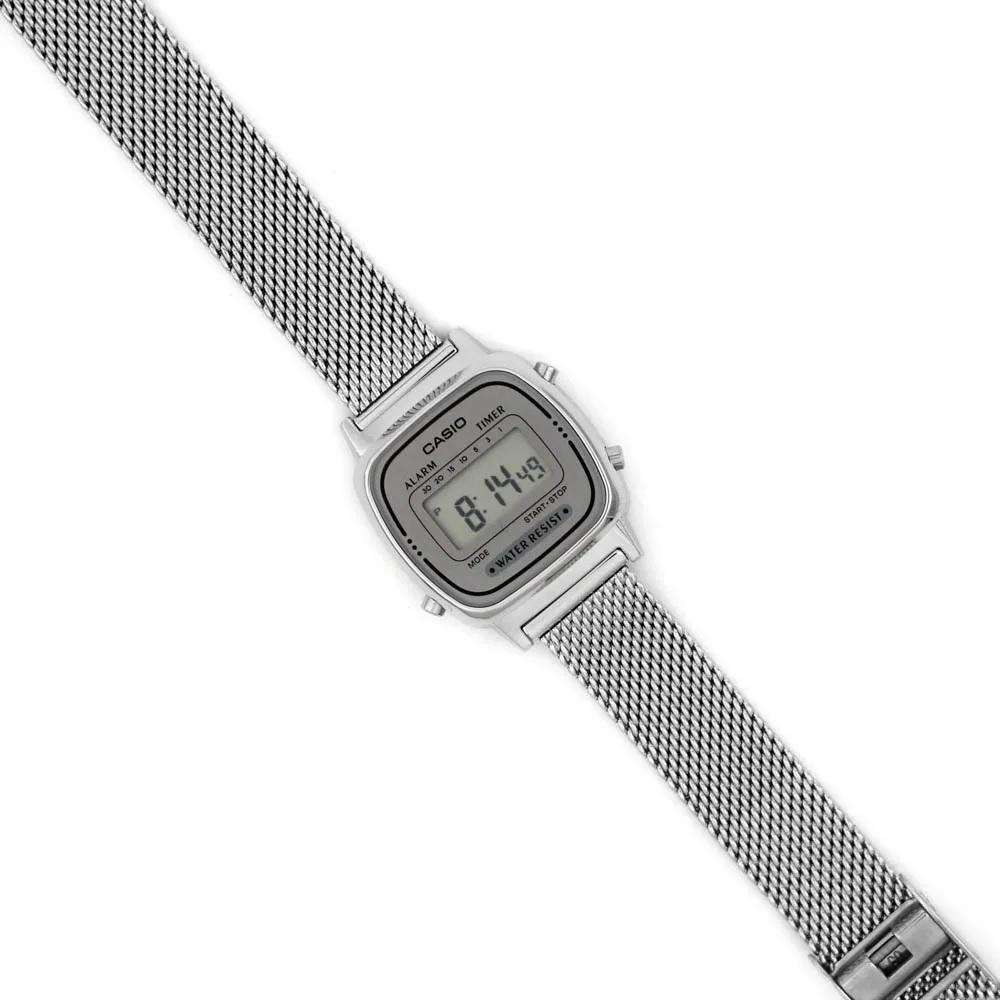 Casio LA670WEM-7DF Silver Mesh Watch for Women-Watch Portal Philippines