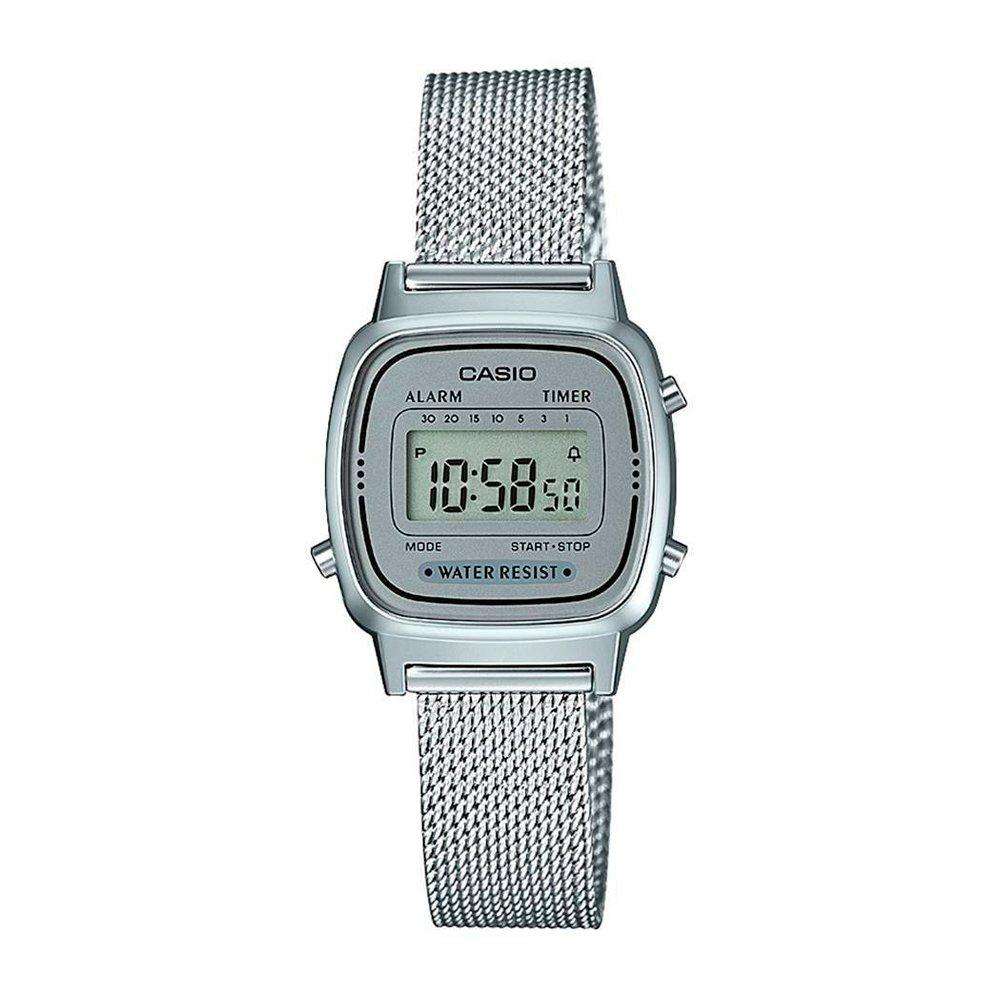 Casio LA670WEM-7DF Silver Mesh Watch for Women-Watch Portal Philippines