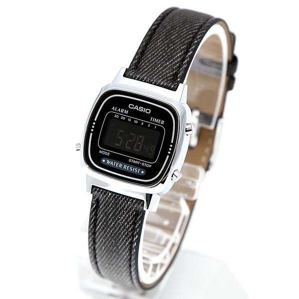 Casio LA670WL-1BDF Black Leather Denim Strap Watch for Women-Watch Portal Philippines