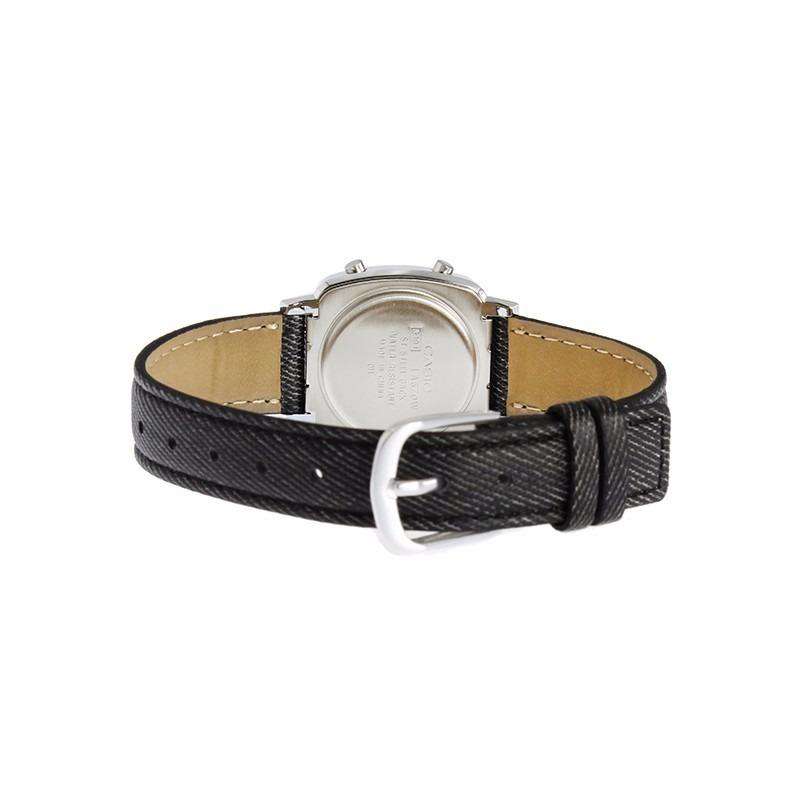 Casio LA670WL-1BDF Black Leather Denim Strap Watch for Women-Watch Portal Philippines