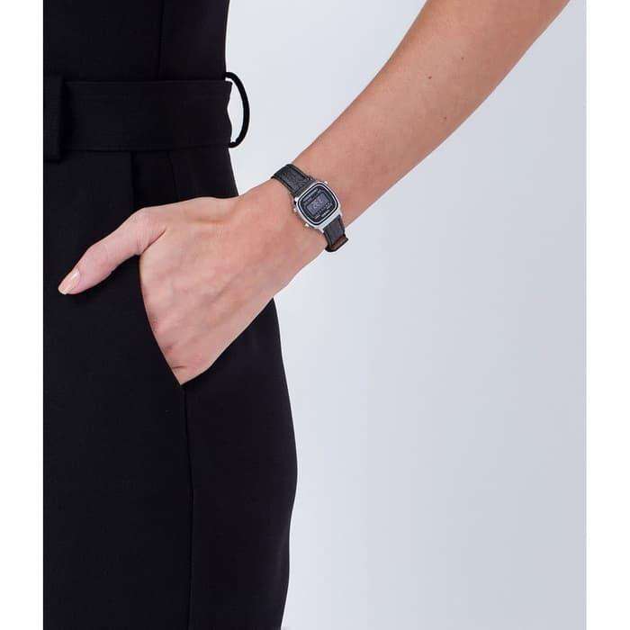 Casio LA670WL-1BDF Black Leather Denim Strap Watch for Women-Watch Portal Philippines