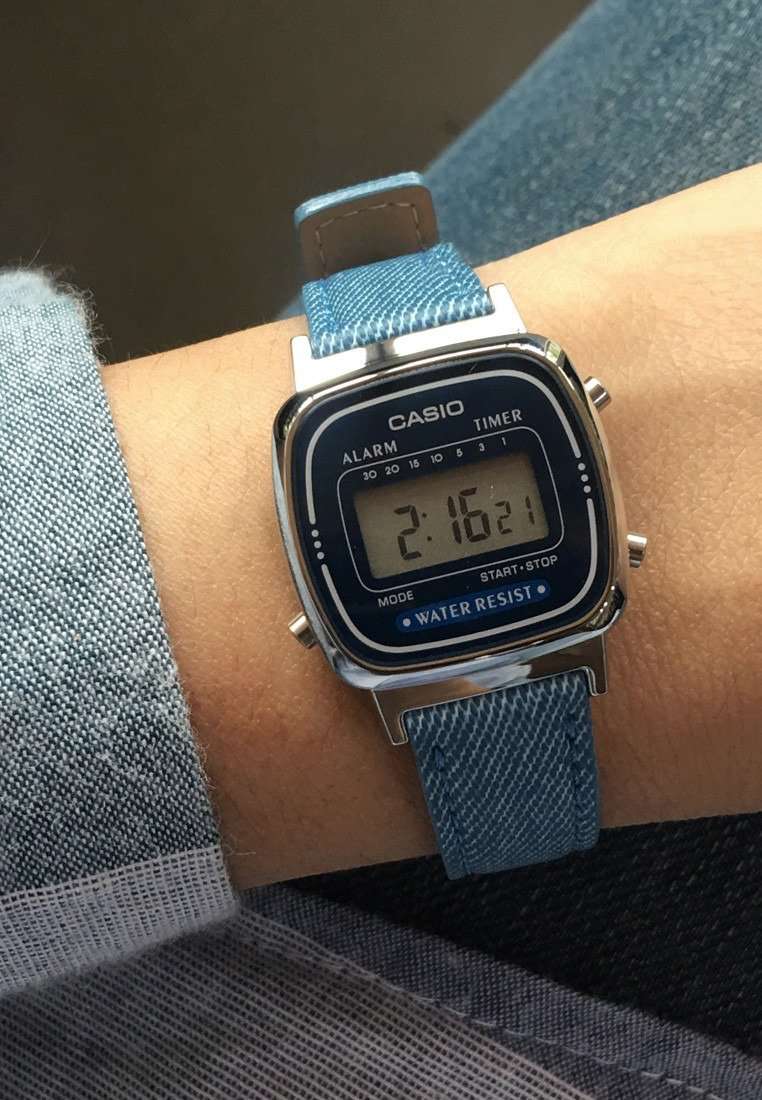 Casio LA670WL-2A2DF Light Blue Leather Denim Watch for Women-Watch Portal Philippines