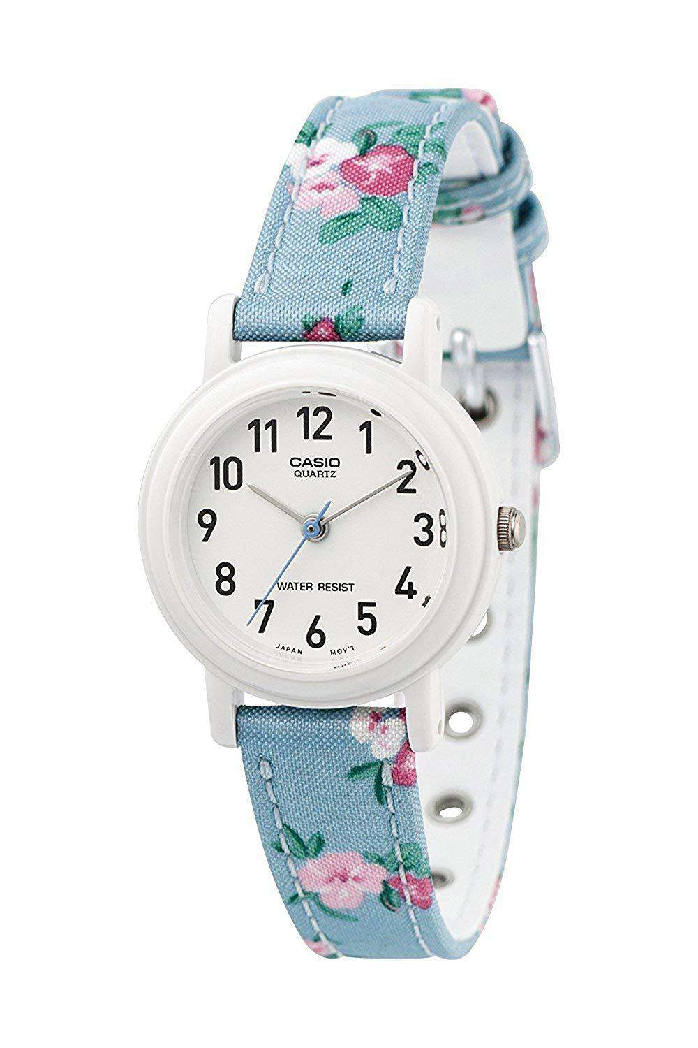 Casio LQ-139LB-2B2 Blue Floral Leather Strap for Women-Watch Portal Philippines
