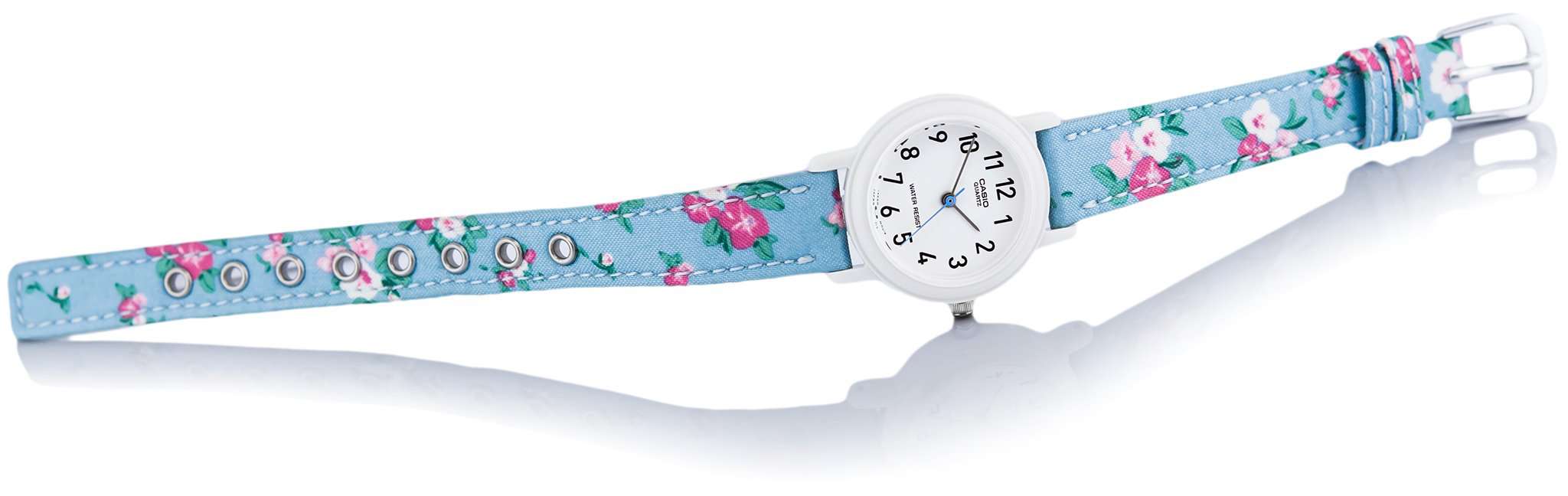 Casio LQ-139LB-2B2 Blue Floral Leather Strap for Women-Watch Portal Philippines