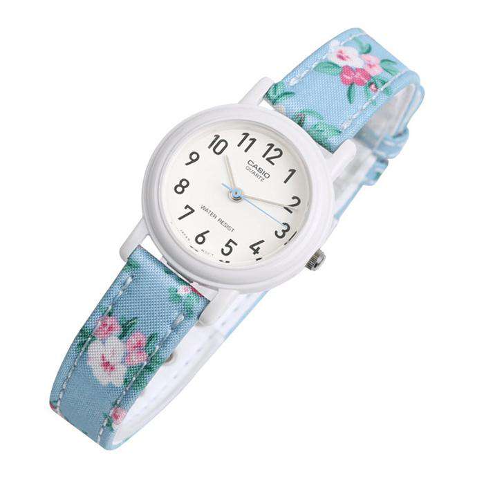 Casio LQ-139LB-2B2 Blue Floral Leather Strap for Women-Watch Portal Philippines