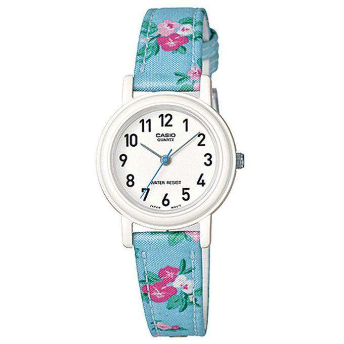 Casio LQ-139LB-2B2 Blue Floral Leather Strap for Women-Watch Portal Philippines