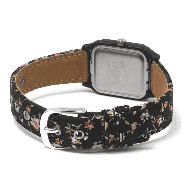 Casio LQ-142LB-1BDF Black Floral Strap Watch for Women-Watch Portal Philippines