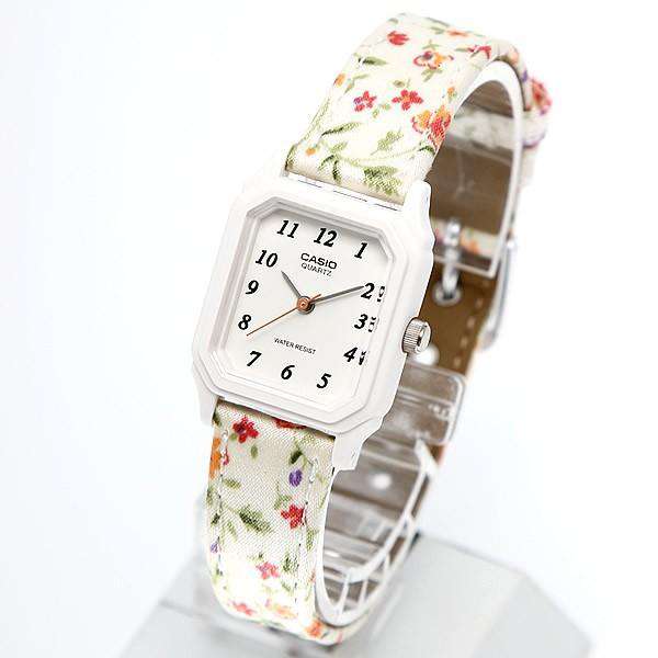Casio LQ-142LB-7BDF White Floral Leather Strap Watch for Women-Watch Portal Philippines